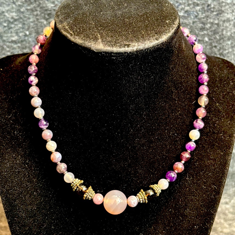 Amethyst & Quartz Choker Style Necklace